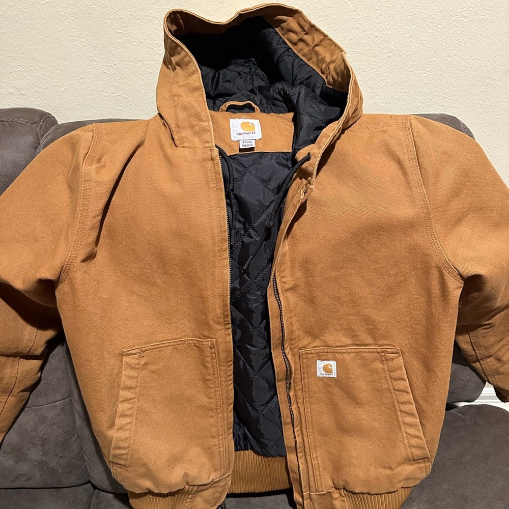Carhartt Tan Hooded Work Jacket